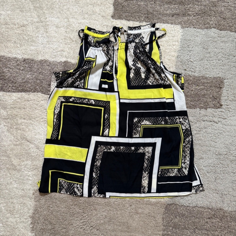 New York & Company Soho Jeans Neon Yellow Snakeskin Geometric Halter Top XS NEW